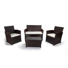 Ensemble canapé + 2 fauteuils + table en rotin PE. Mobilier de Jardin et Terrasse