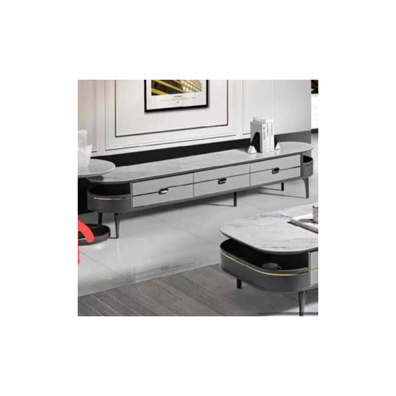 TABLE TV ET BASSE EN MARBRE GRIS